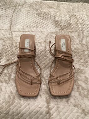 Steve Madden Nude Lace-Up Square-Toe Sandals